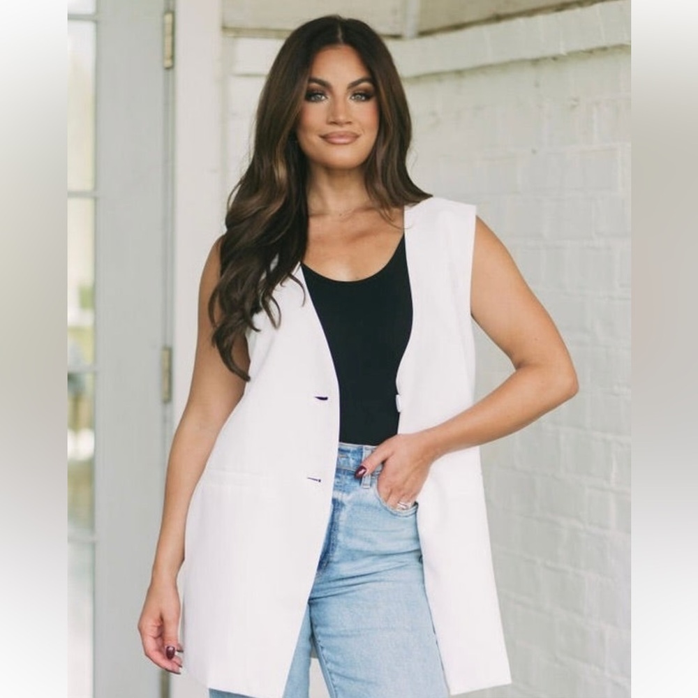 These Three Boutique Oversized Sleeveless Blazer Vest
